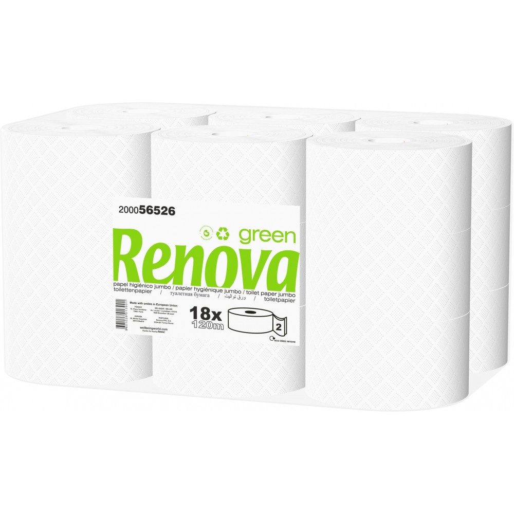 Papel higiénico Jumbo dos capas reciclada RENOVA